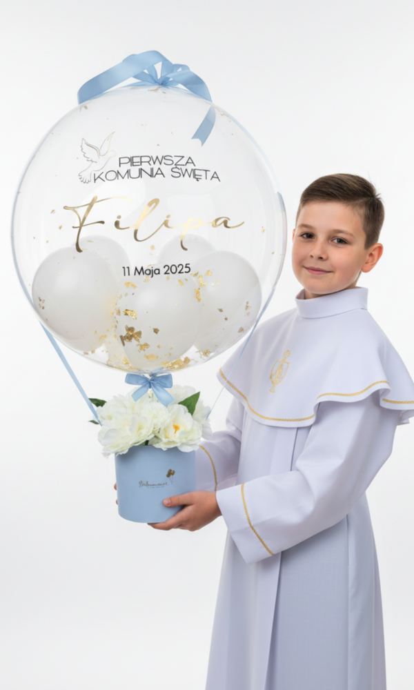 BalonBox z dowolną personalizacją | Prezent z okazji Pierwszej Komunii Świętej