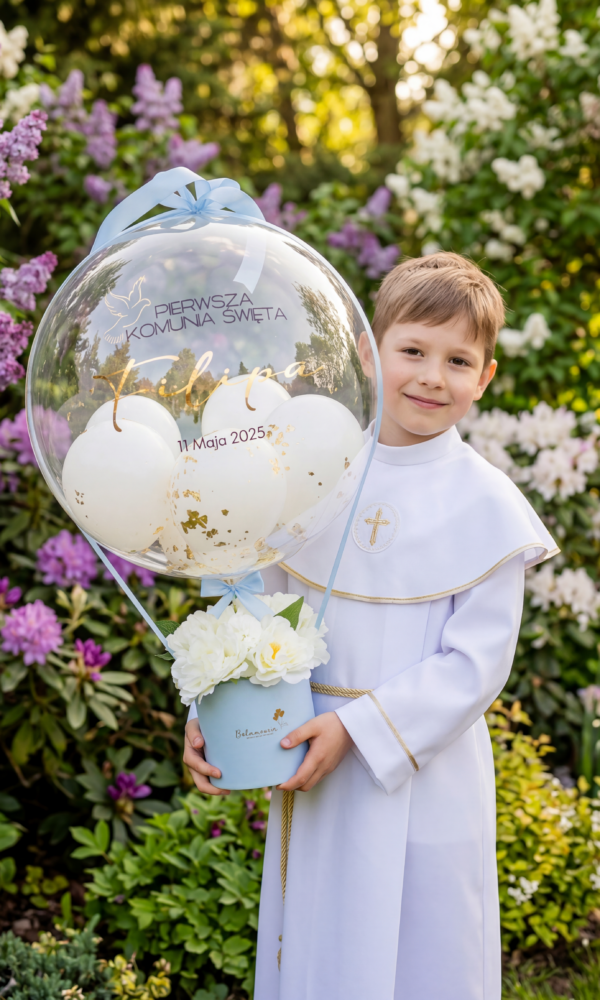 BalonBox z dowolną personalizacją | Prezent z okazji Pierwszej Komunii Świętej