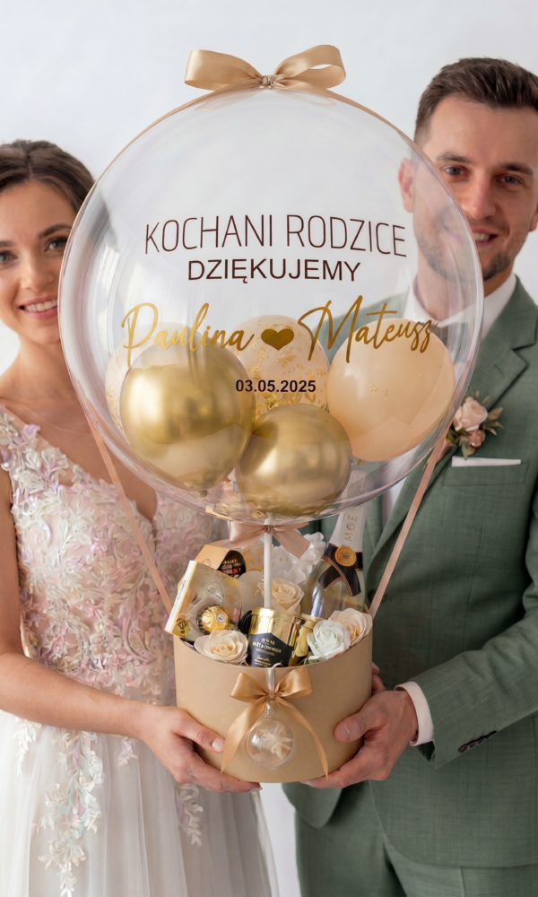 1 Box+balon na Podziękowania dla rodziców na ślubie