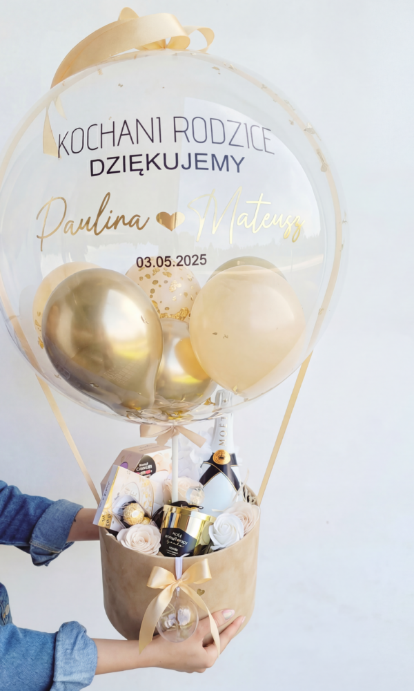 1 Box+balon na Podziękowania dla rodziców na ślubie