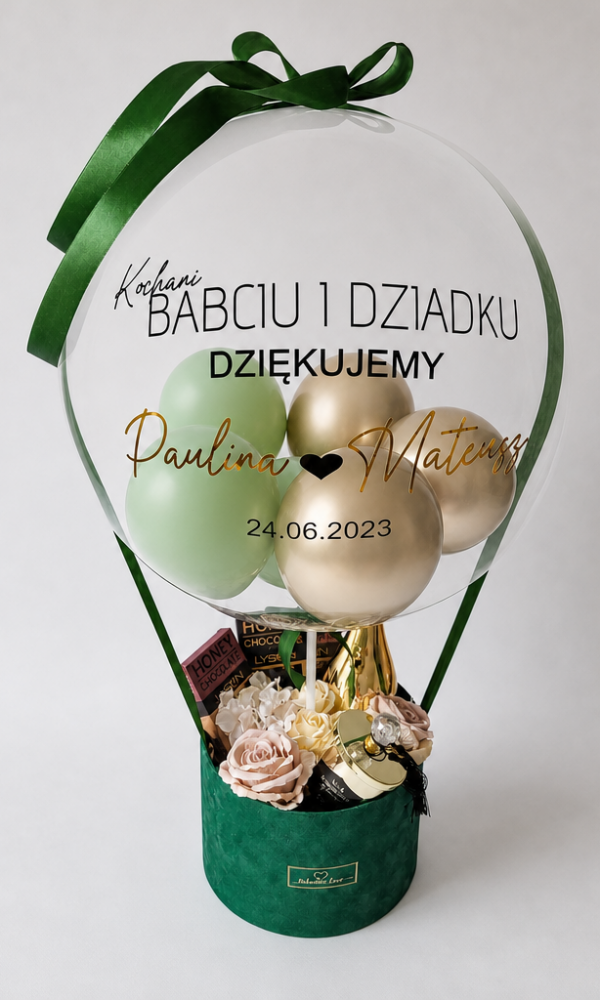 1 Box+balon na Podziękowania dla babci i dziadka na weselu