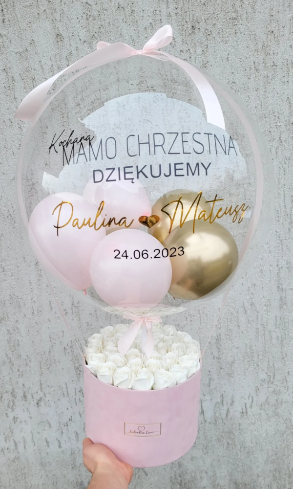 1 BalonBox z mydlanymi różami | Podziękowanie dla Matki Chrzestnej