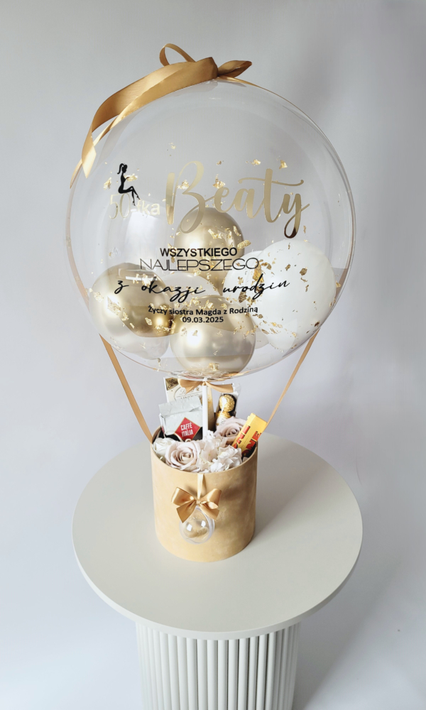Box + personalizowany balon z dowolnymi napisami - prezent z okazji urodzin