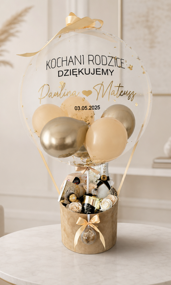 1 Box+balon na Podziękowania dla rodziców na ślubie
