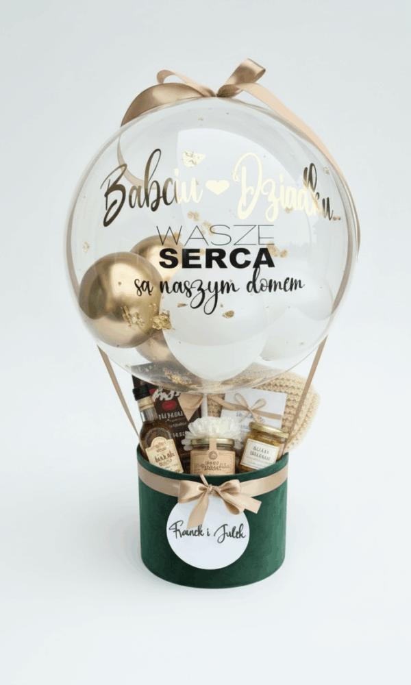 1 BalonBox z okazji Dnia Babci i Dziadka , do uzupełnienia własnymi produktami , dowolne napisy