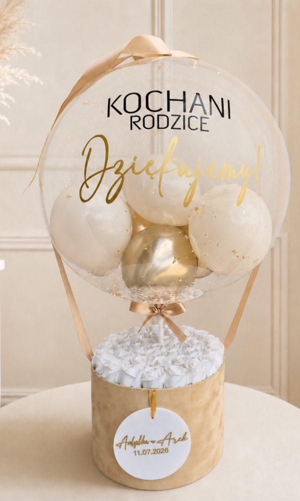 1 BalonBox z mydlanymi różami | Podziękowanie dla rodziców na ślubie