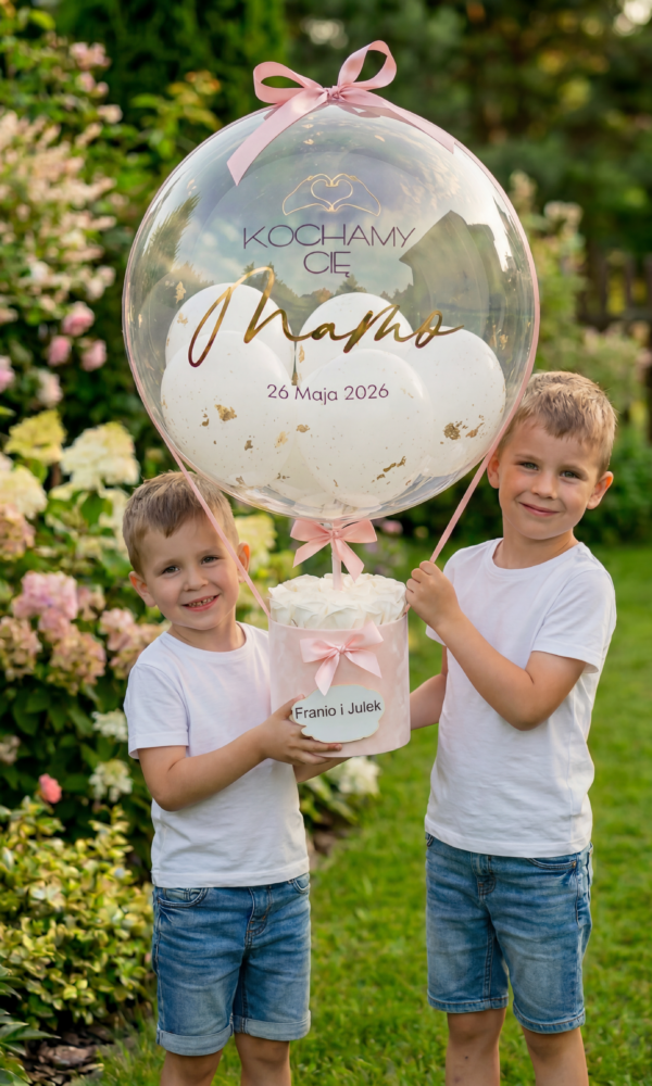 Flowerbox z personalizowanym balonem | Prezent na Dzień Mamy