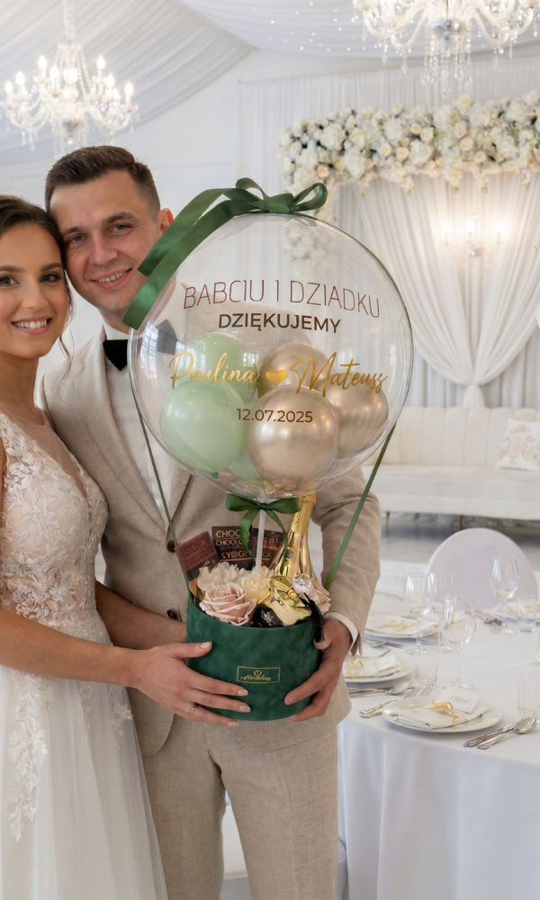 Box+balon na Podziękowania dla babci i dziadka na weselu